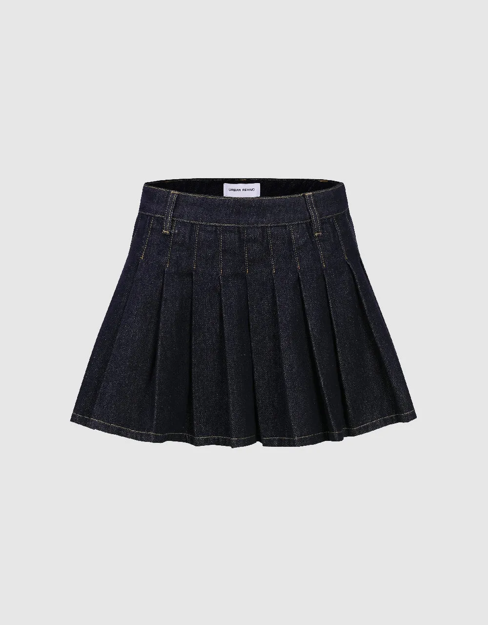Pleated Mini Denim Skirt sold by Urban Revivo