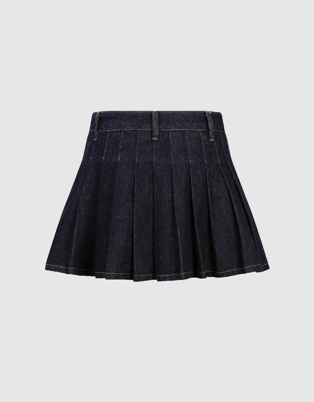 Pleated Mini Denim Skirt sold by Urban Revivo product image thumbnail 3