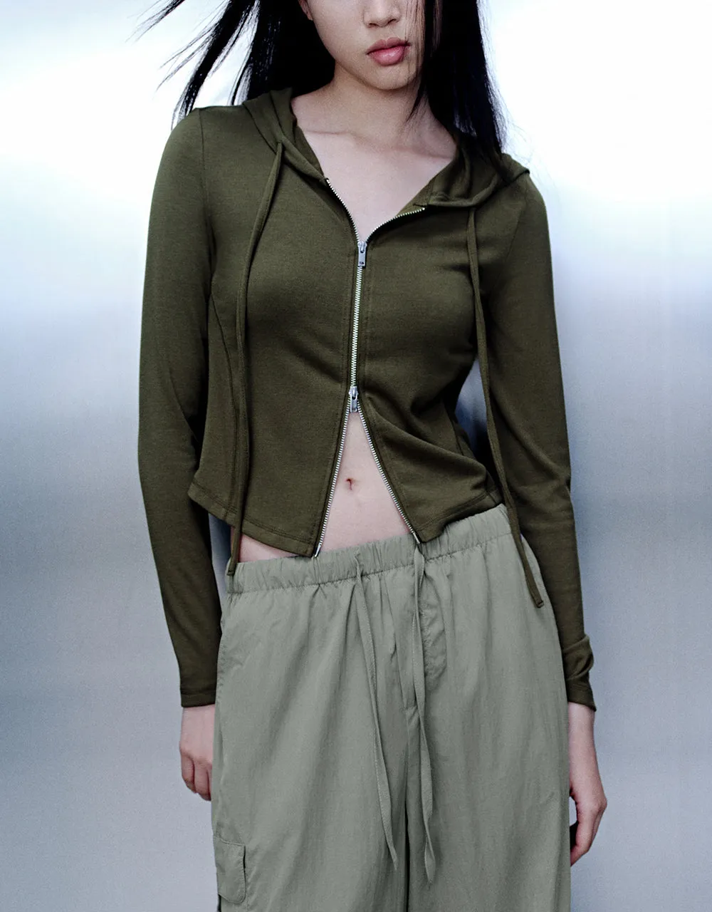 Zipper Front Hooded Skinny Jacket sold by Urban Revivo product image thumbnail 2
