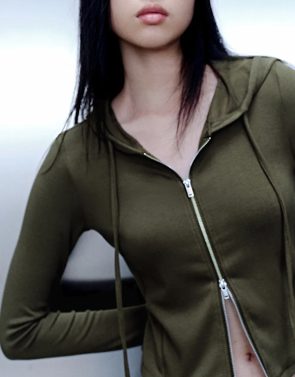 Zipper Front Hooded Skinny Jacket sold by Urban Revivo product image thumbnail 4
