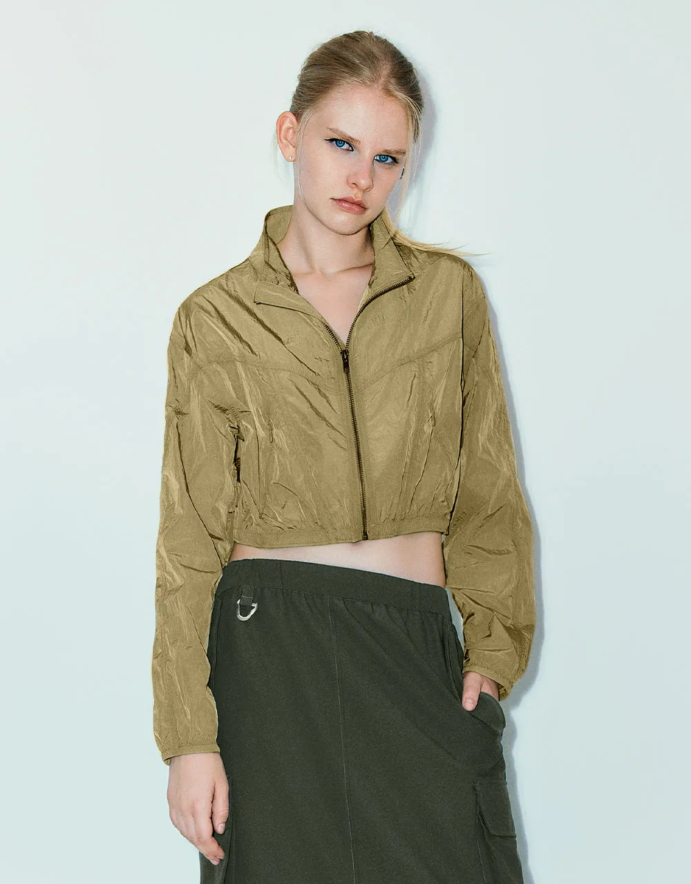 Zipper Front Stand Collar Straight Jacket sold by Urban Revivo