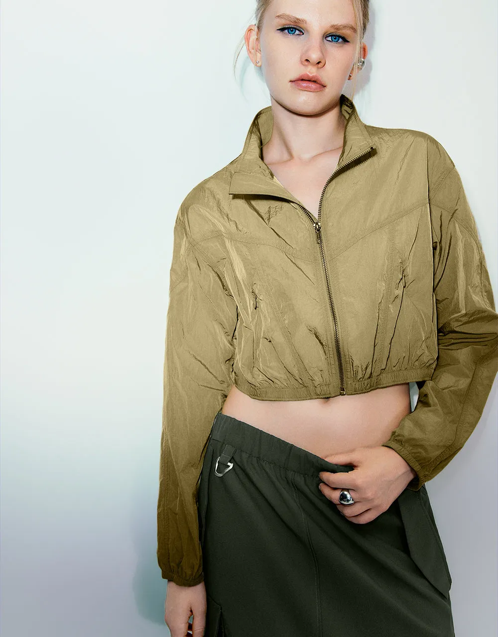 Zipper Front Stand Collar Straight Jacket sold by Urban Revivo product image thumbnail 3