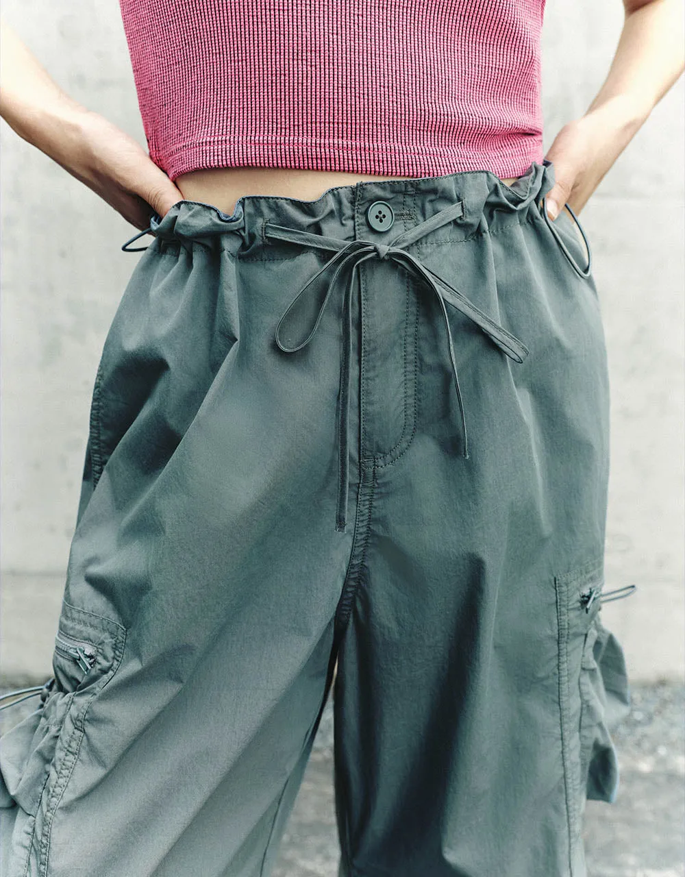 Drawstring Waist Wide-Leg Pants sold by Urban Revivo product image thumbnail 5