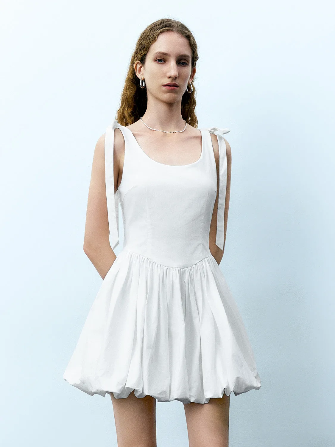 Bubble Hem U Neck A-Line Dress sold by Urban Revivo