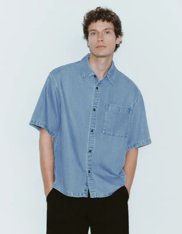 Button Up Loose Denim Shirt sold by Urban Revivo