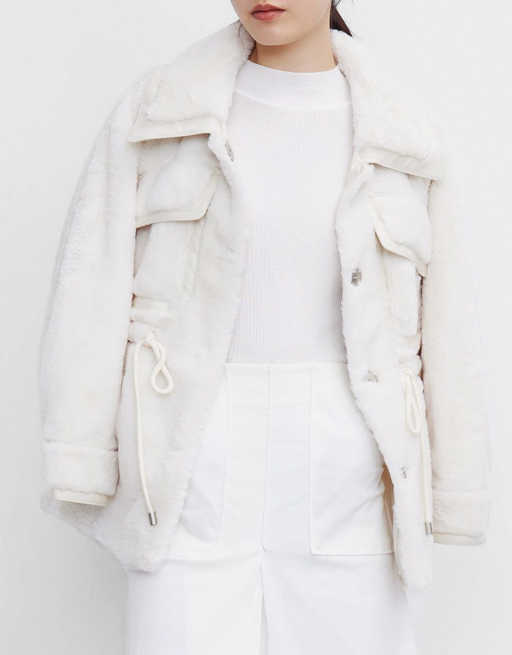 Drawstring Waist Fuzzy Jacket sold by Urban Revivo product image thumbnail 3