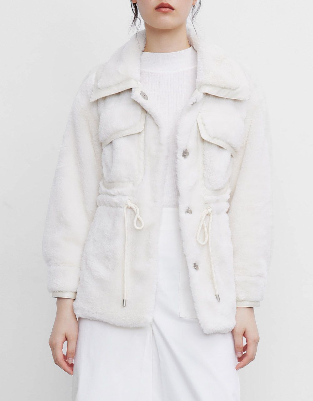 Drawstring Waist Fuzzy Jacket sold by Urban Revivo product image thumbnail 2