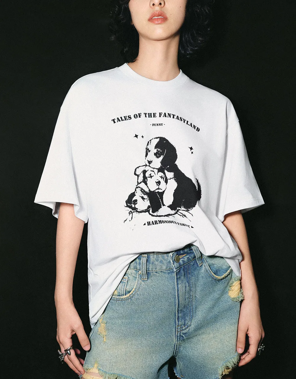 Printed Crew Neck Loose T-Shirt sold by Urban Revivo product image thumbnail 2