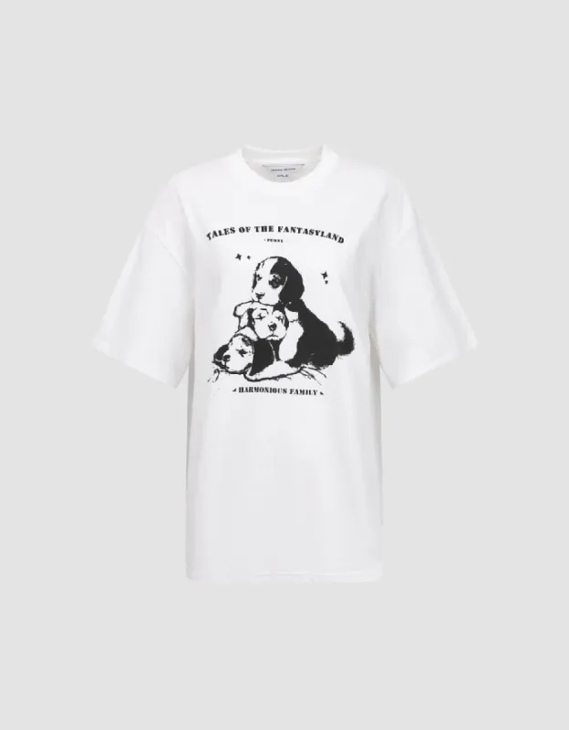 Printed Crew Neck Loose T-Shirt sold by Urban Revivo