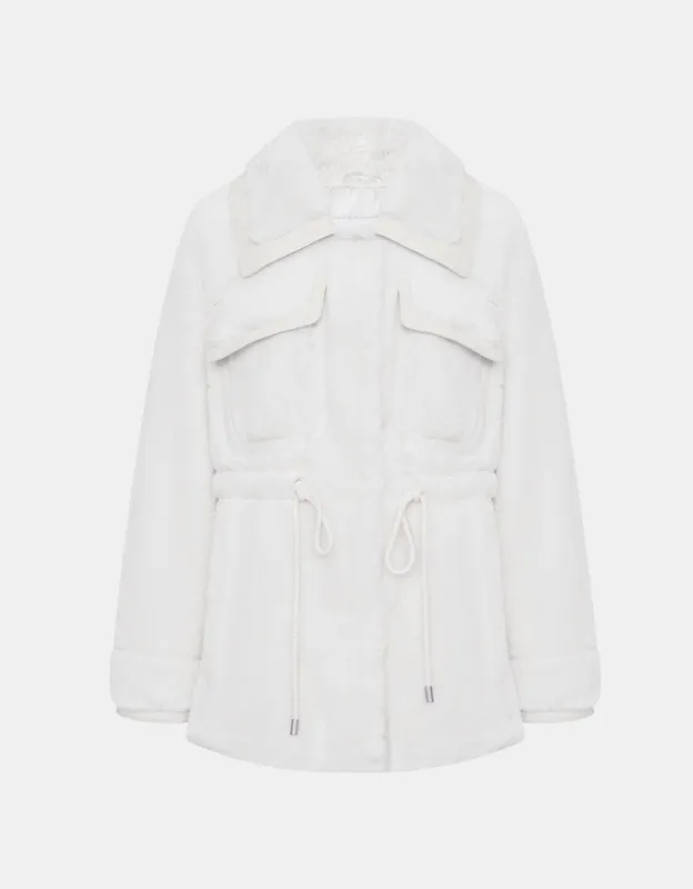 Drawstring Waist Fuzzy Jacket sold by Urban Revivo
