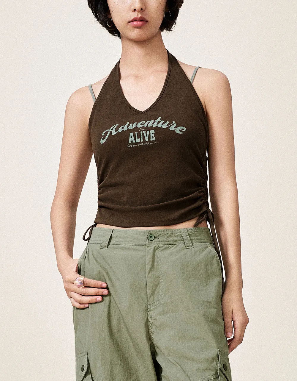 Letter Printed Halter Neck Tank Top sold by Urban Revivo product image thumbnail 2