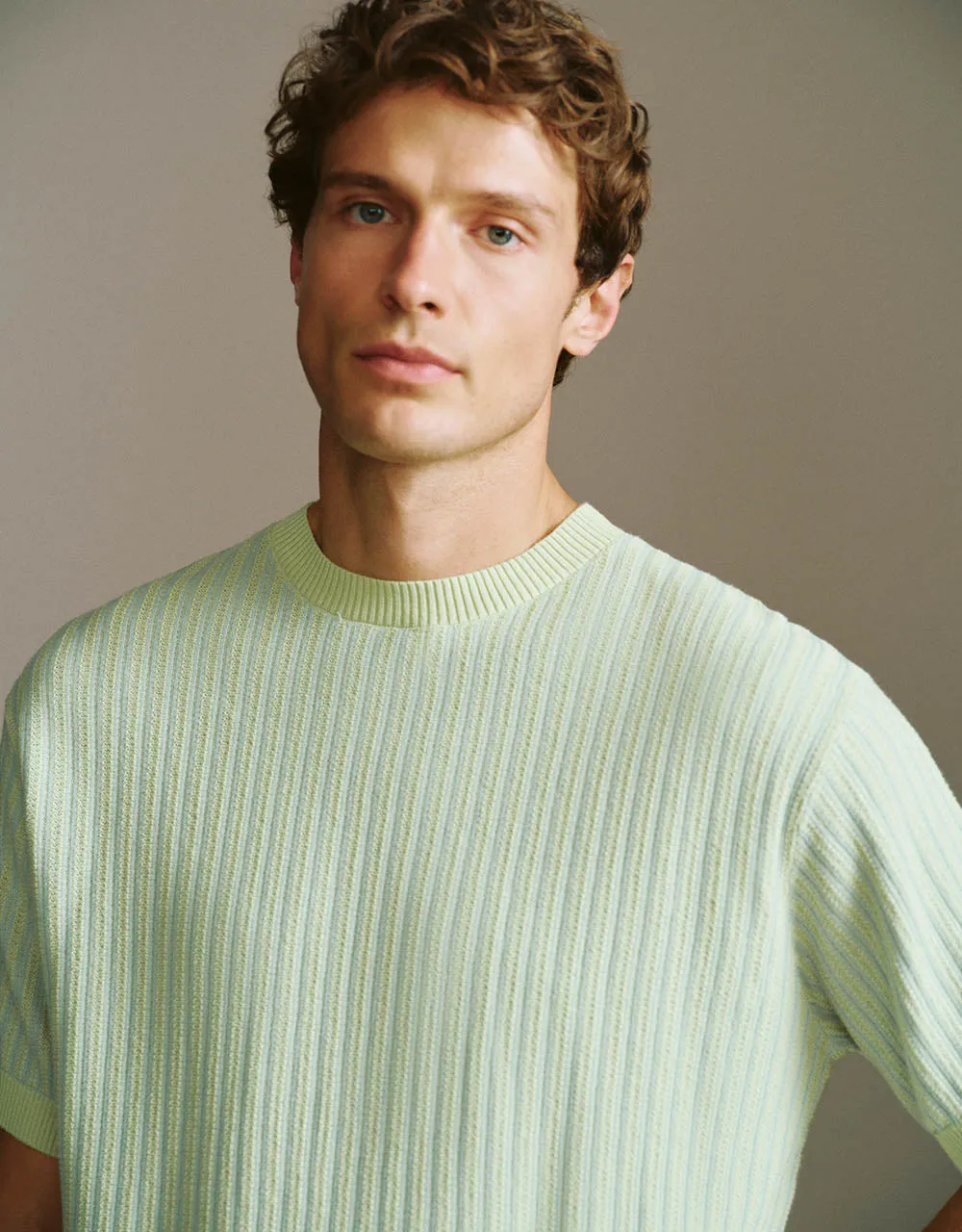 Textured Crew Neck Knitted T-Shirt sold by Urban Revivo product image thumbnail 4