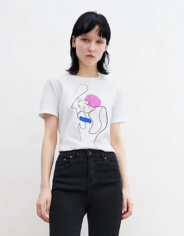 Linear Grphic Printed Crew Neck T-Shirt sold by Urban Revivo