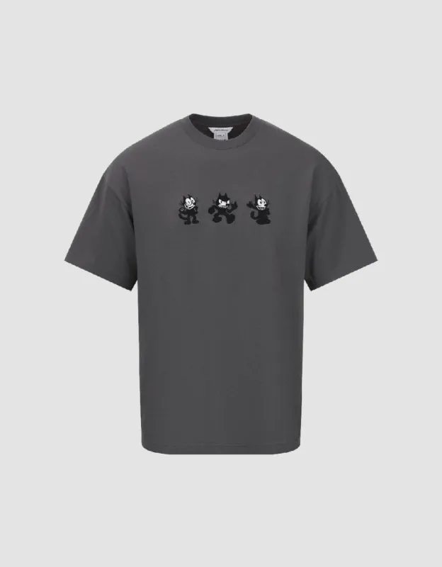 Cartoon Embroidered Crew Neck T-Shirt sold by Urban Revivo