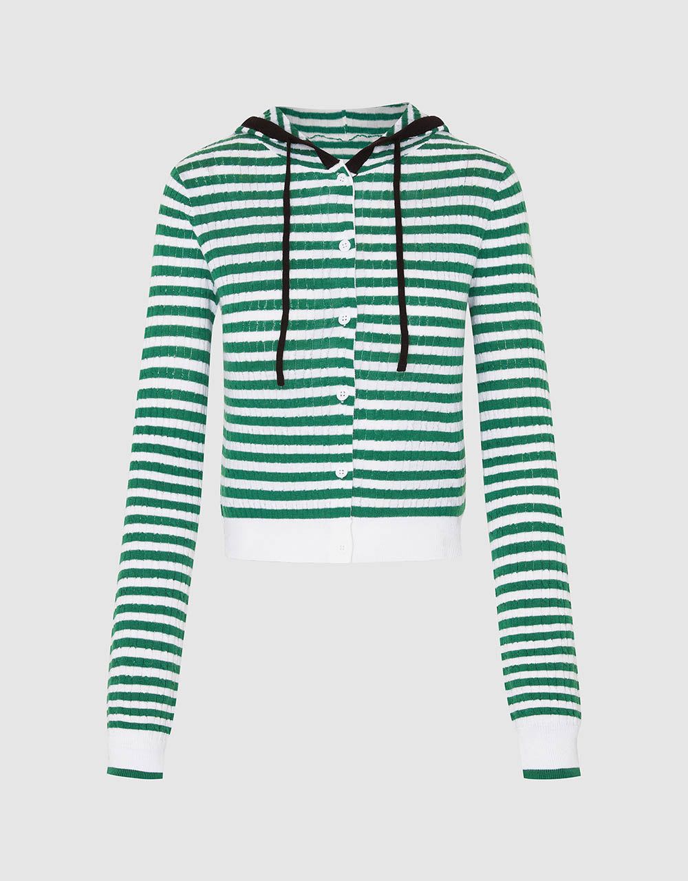 Striped Hooded Knitted Cardigan sold by Urban Revivo product image thumbnail 2