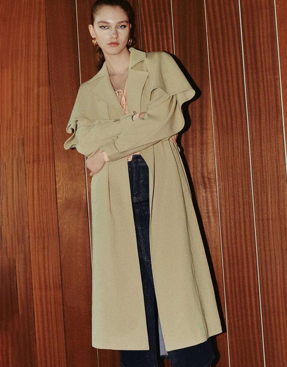 Notch Lapel Trench Coat With Belt sold by Urban Revivo