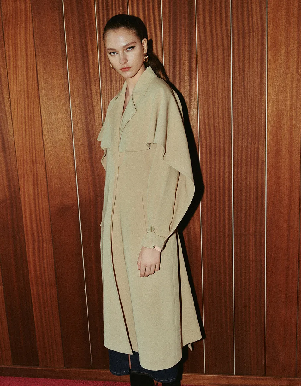 Notch Lapel Trench Coat With Belt sold by Urban Revivo product image thumbnail 3