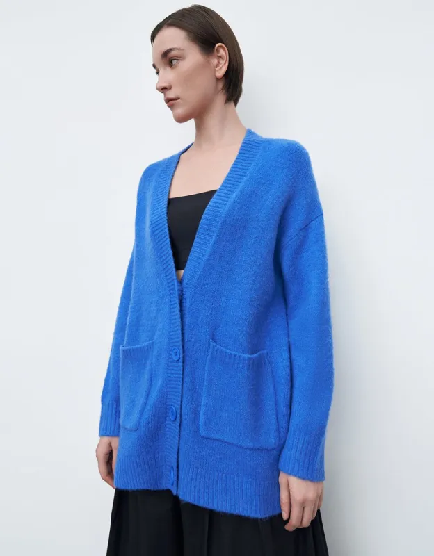 Drop Shoulder Sleeve V-Neck Knitted Cardigan sold by Urban Revivo