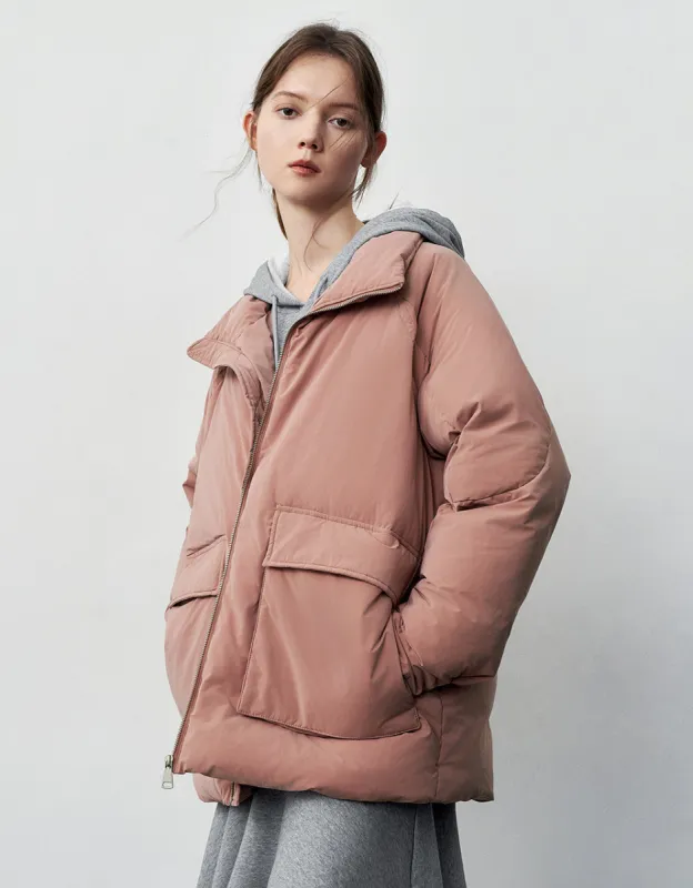Zipper Front Padded Coat With Pockets sold by Urban Revivo