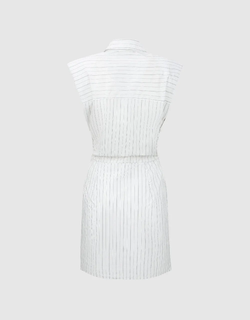 Striped Sleeveless Lapel Straight Dress sold by Urban Revivo product image thumbnail 5