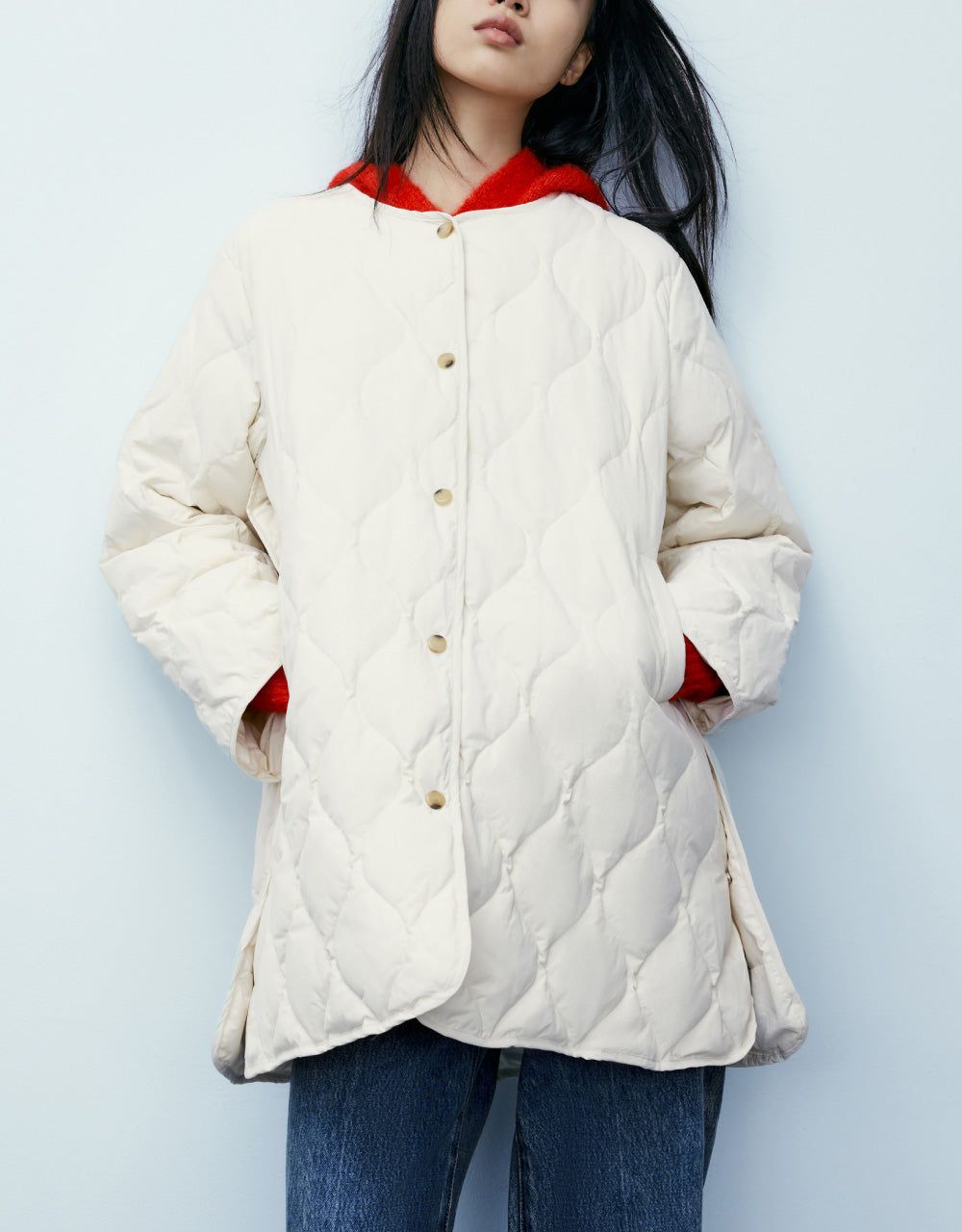 Crew Neck Button Up Puffer sold by Urban Revivo product image thumbnail 2
