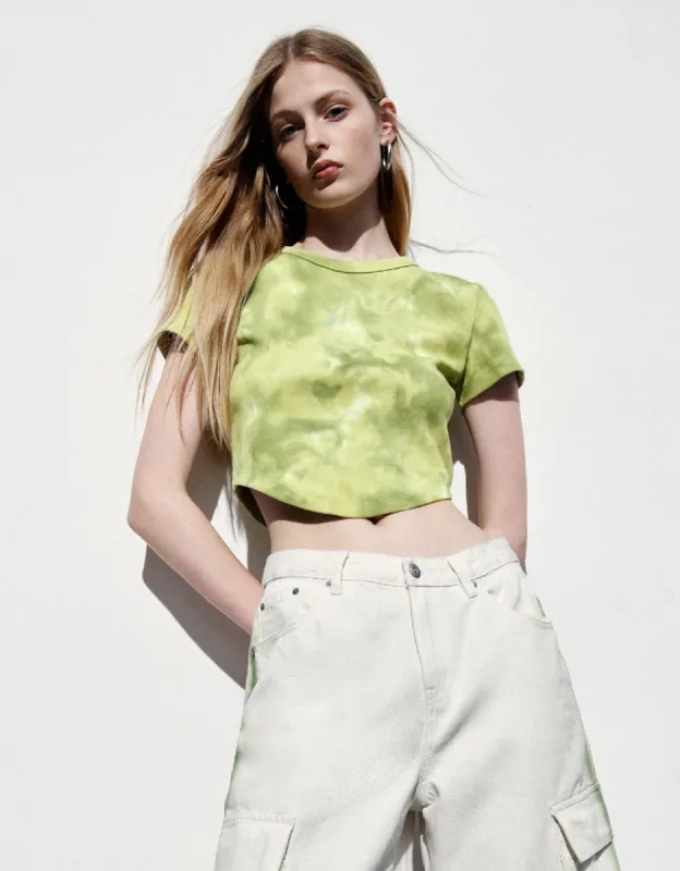 Printed Crew Neck Skinny T-Shirt sold by Urban Revivo