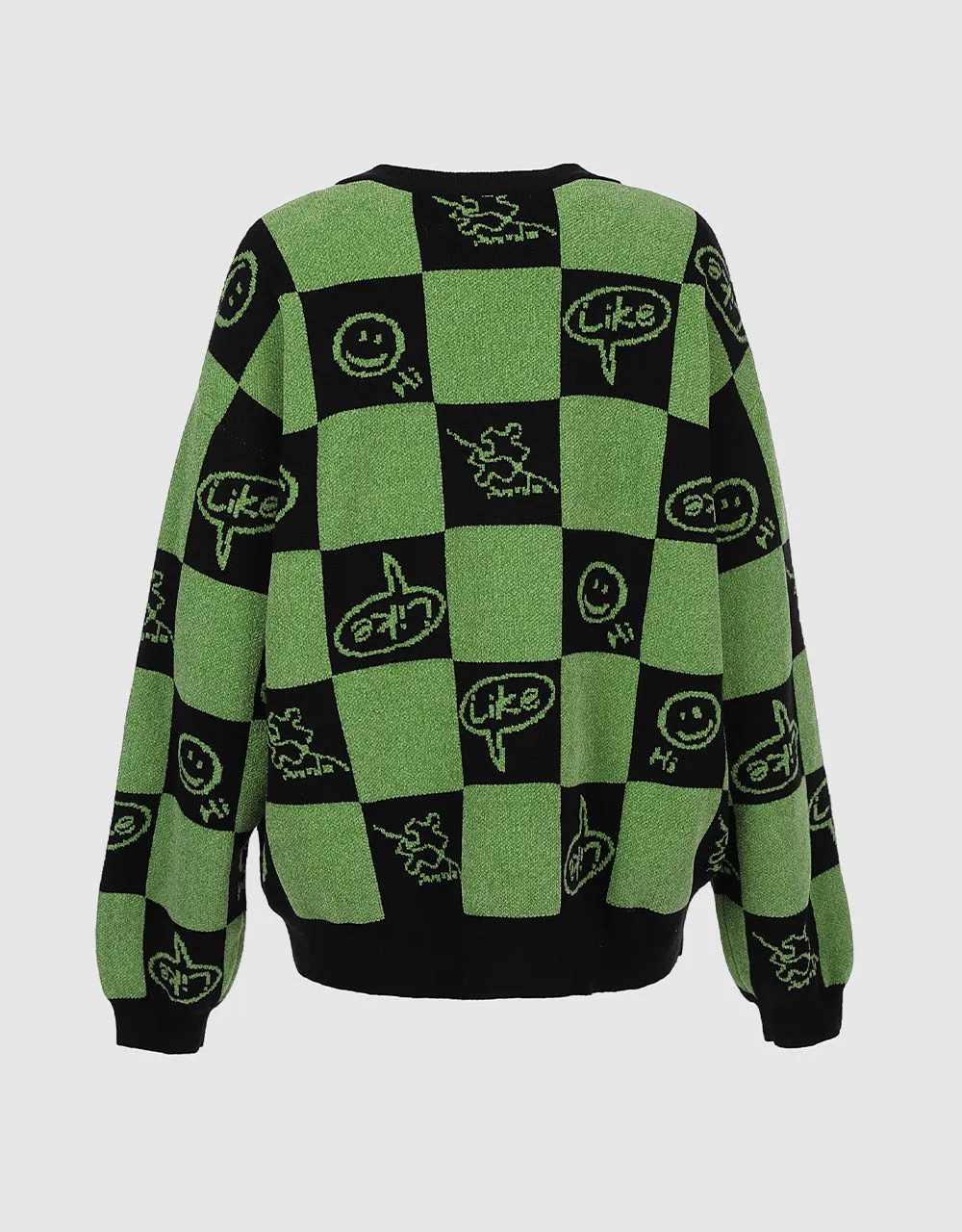 Plaid Smile Face Button Up Cardigan sold by Urban Revivo product image thumbnail 3