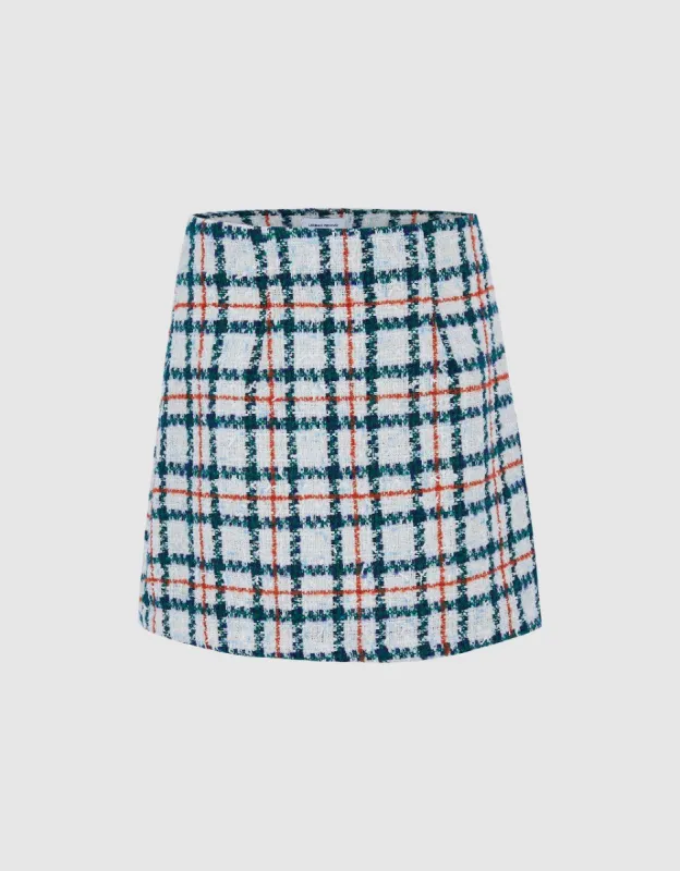 Tweed Pleated Mini A-Line Skirt sold by Urban Revivo