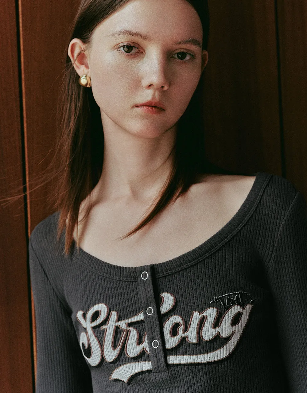 Letter Printed Crew Neck Skinny T-Shirt sold by Urban Revivo product image thumbnail 4