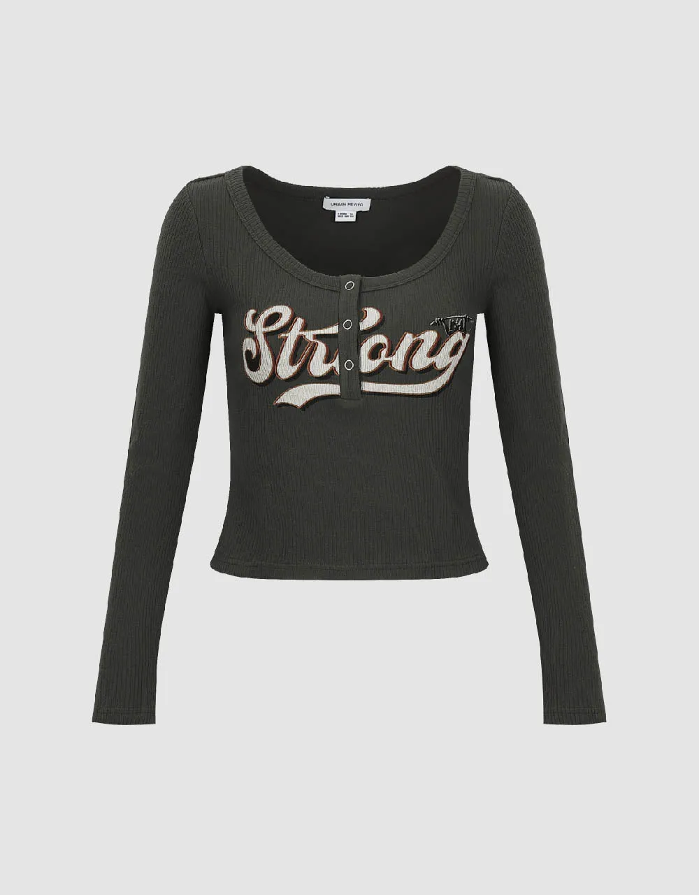 Letter Printed Crew Neck Skinny T-Shirt sold by Urban Revivo product image thumbnail 2