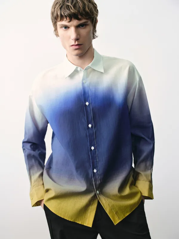 Gradient Button Up Loose Shirt sold by Urban Revivo