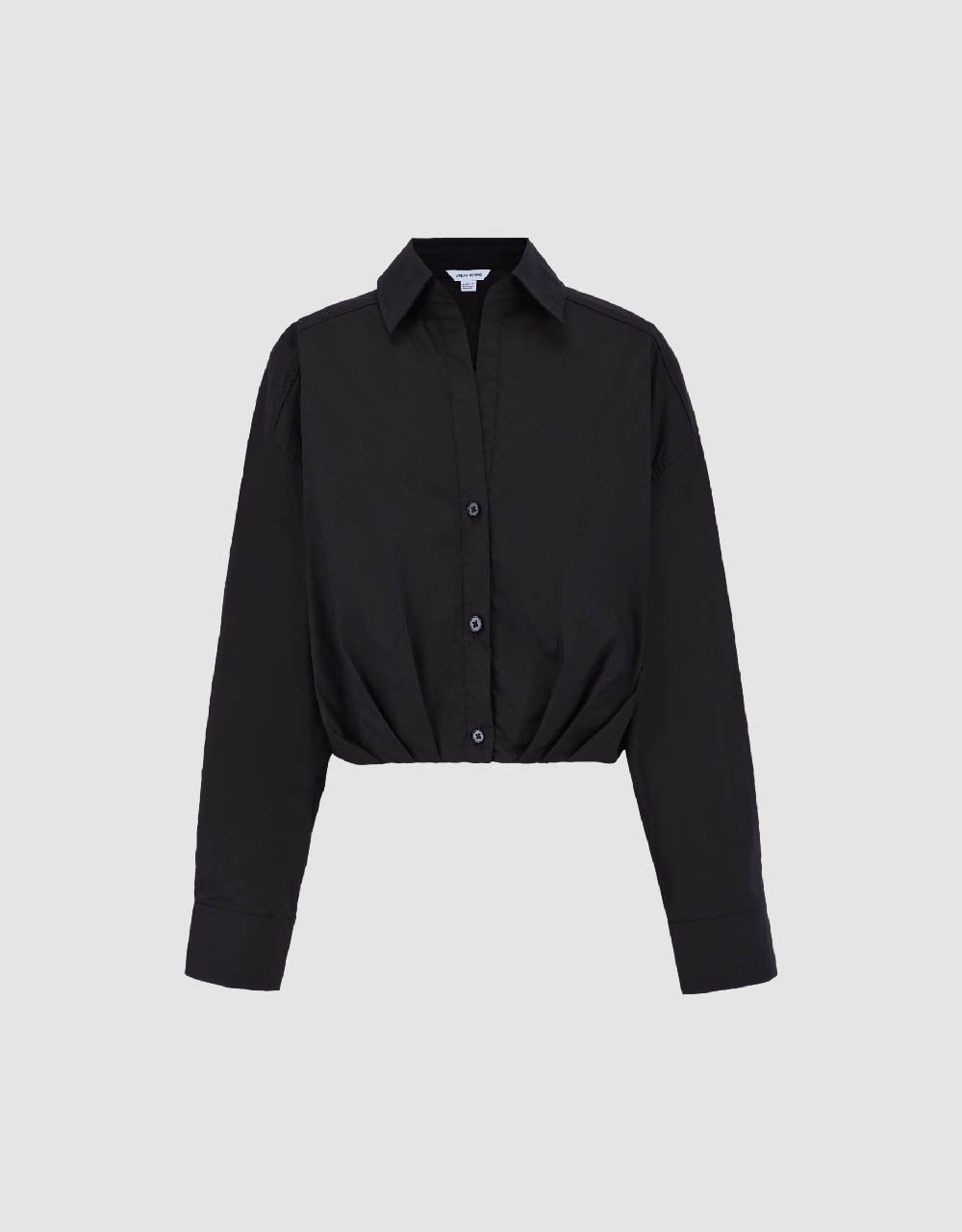 Gathered Waist Cropped Cotton Shirt sold by Urban Revivo product image thumbnail 2