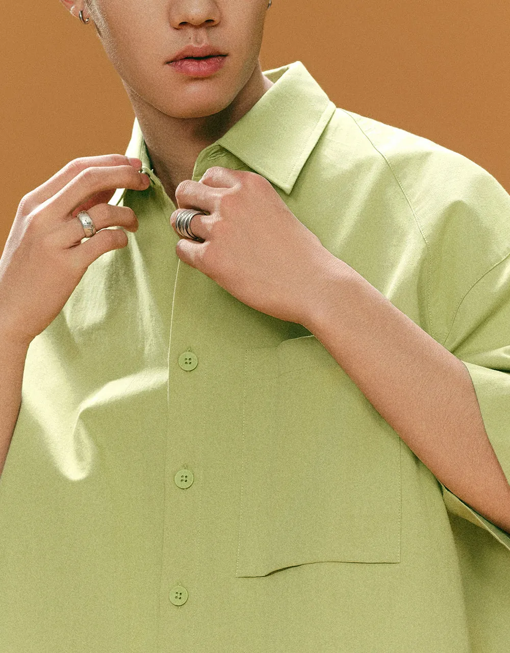 Button Up Loose Straight Shirt sold by Urban Revivo product image thumbnail 4