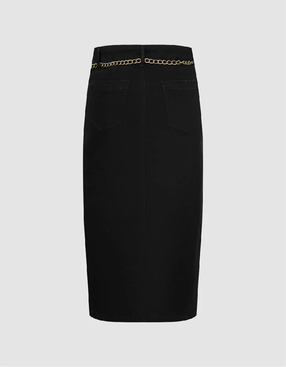 Midi Straight Denim Skirt With Chain sold by Urban Revivo product image thumbnail 3