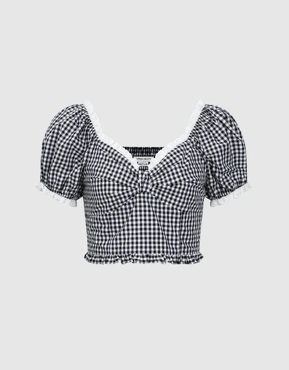 Gingham Sweetheart Neck Blouse sold by Urban Revivo product image thumbnail 2