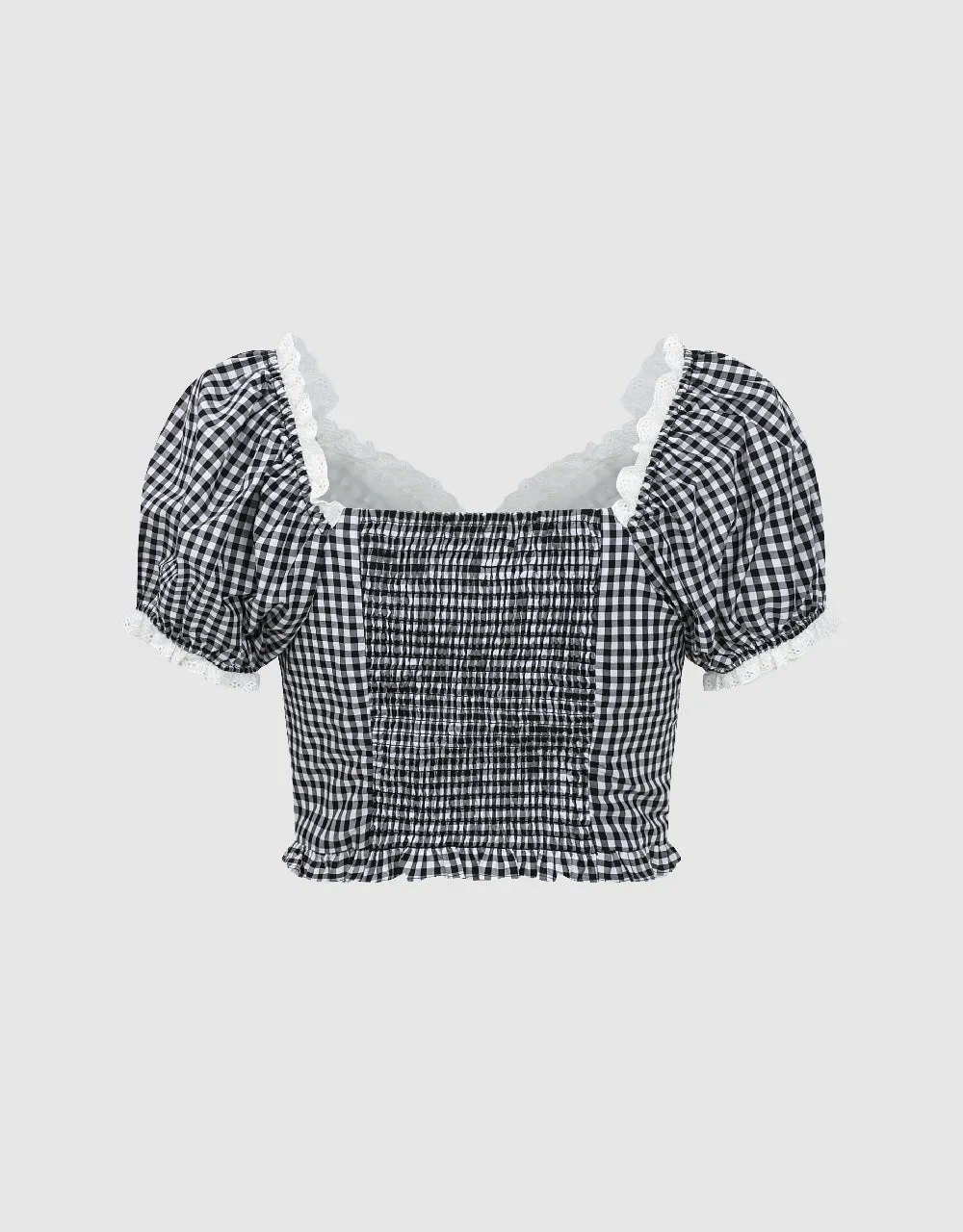Gingham Sweetheart Neck Blouse sold by Urban Revivo product image thumbnail 5