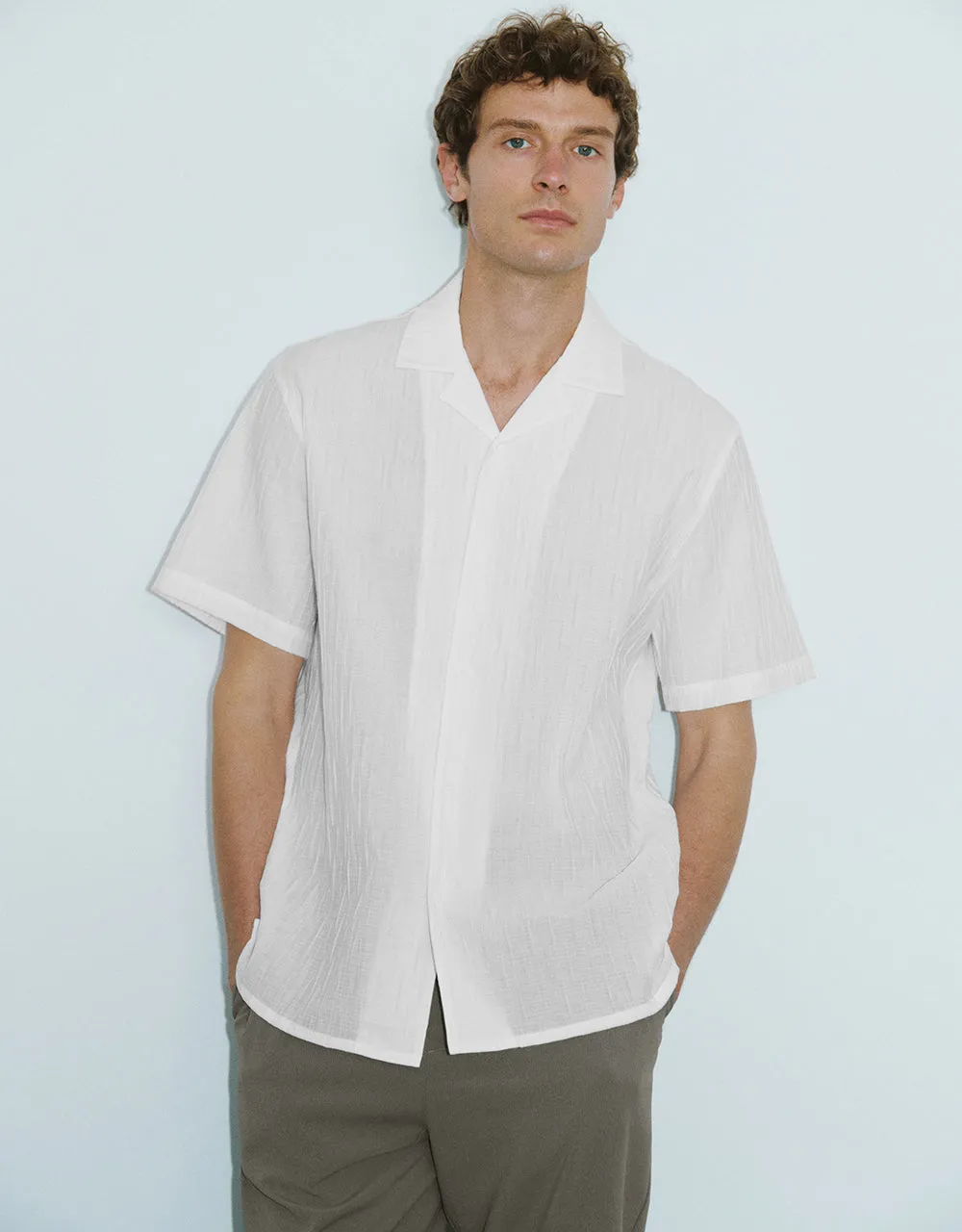 Textured Loose A-Line Shirt sold by Urban Revivo
