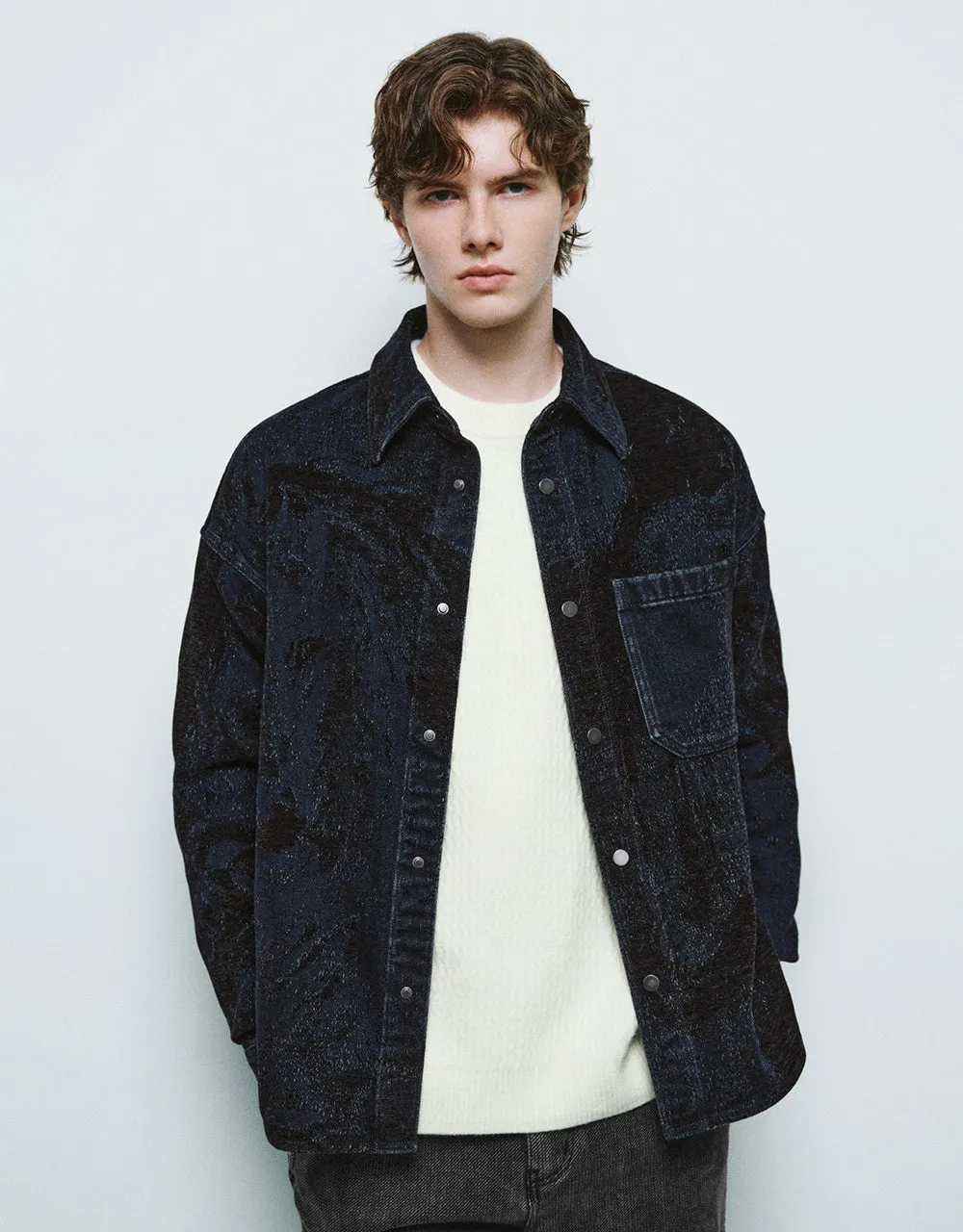 Printed Denim Jacket With Pressed Buttons sold by Urban Revivo