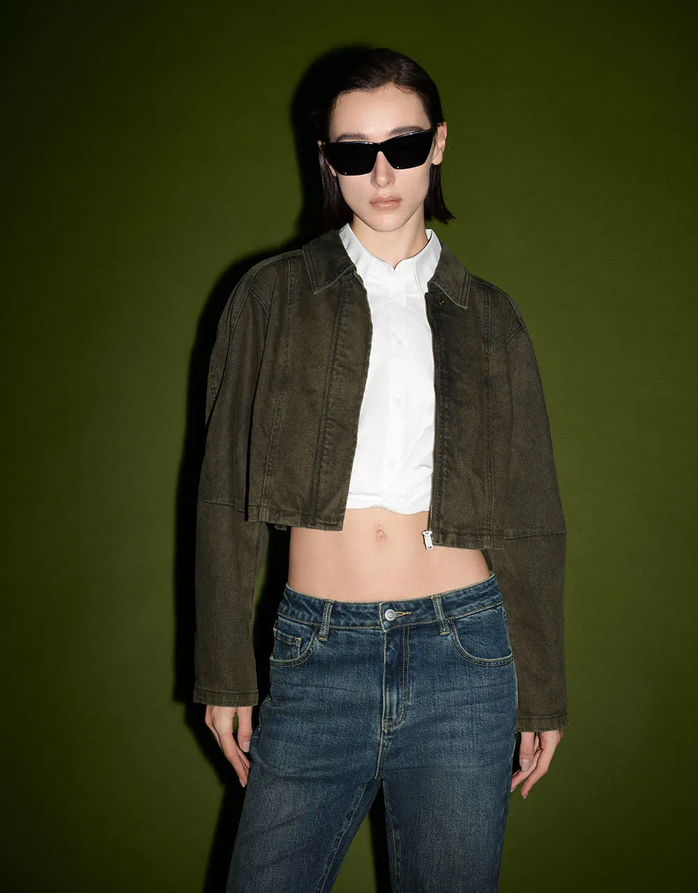Cropped Denim Jacket sold by Urban Revivo product image thumbnail 4
