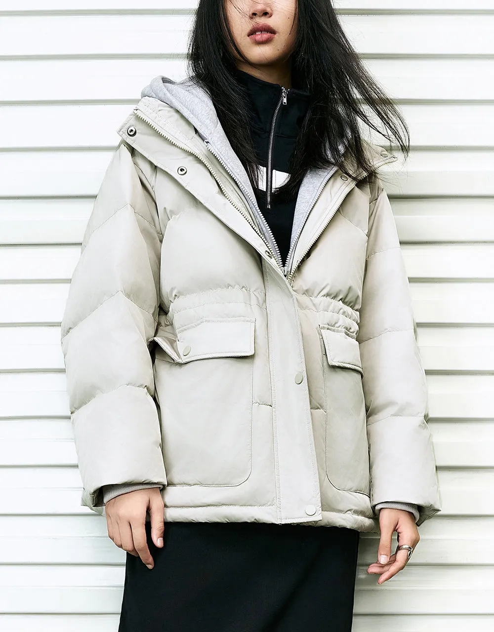Hooded Straight Down Jacket sold by Urban Revivo product image thumbnail 2