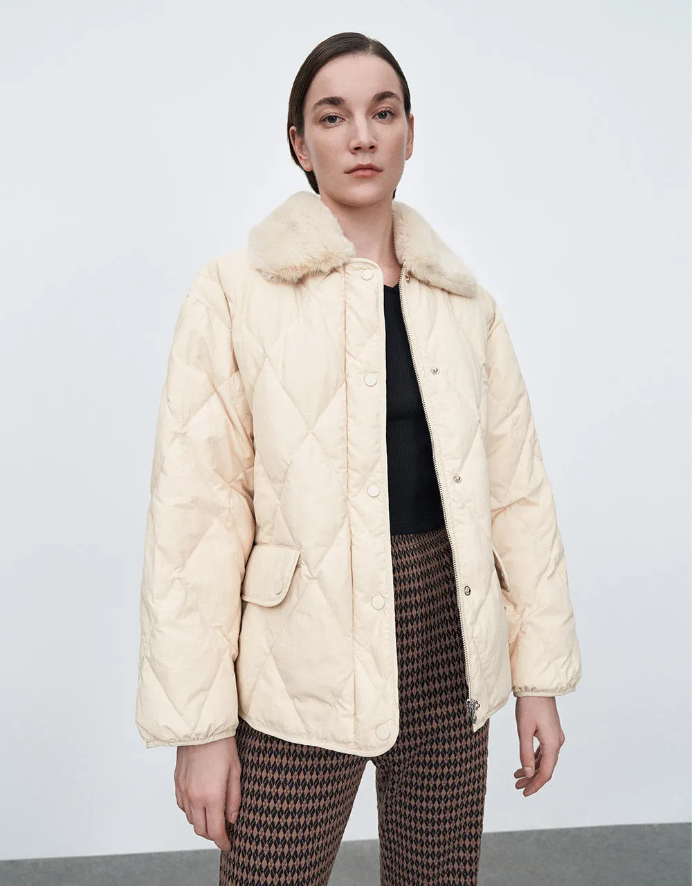 Faux Fur Collar Down Jacket sold by Urban Revivo product image thumbnail 2