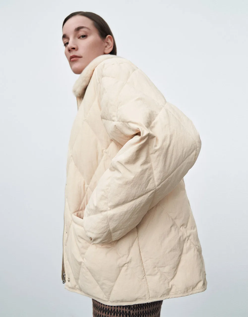 Faux Fur Collar Down Jacket sold by Urban Revivo product image thumbnail 3
