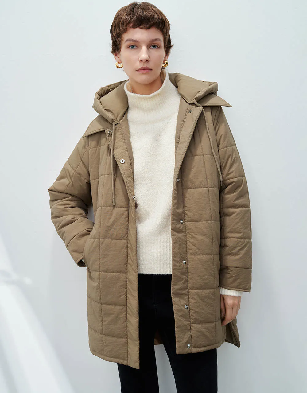 Hooded Straight Padded Coat sold by Urban Revivo