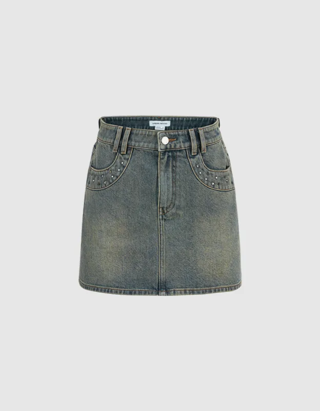Mini A-Line Denim Skirt sold by Urban Revivo