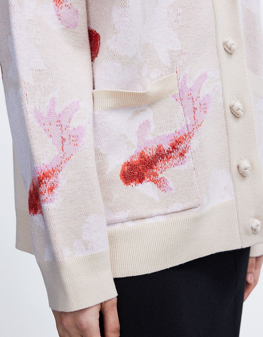 Lucky Fish Jacquard V Neck Cardigan sold by Urban Revivo product image thumbnail 3