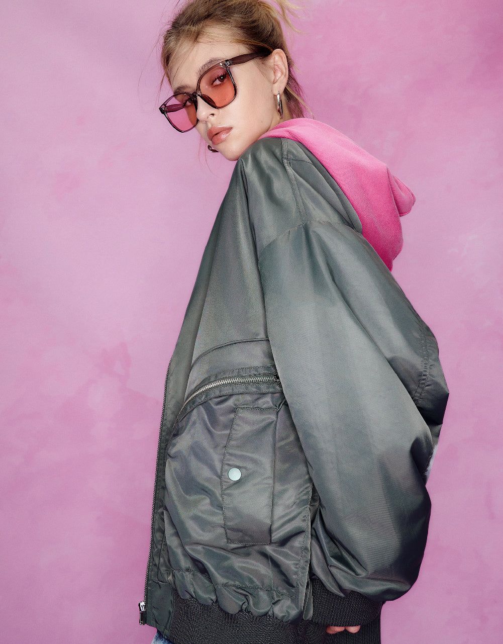 Zipper Front Balloon Jacket sold by Urban Revivo product image thumbnail 3