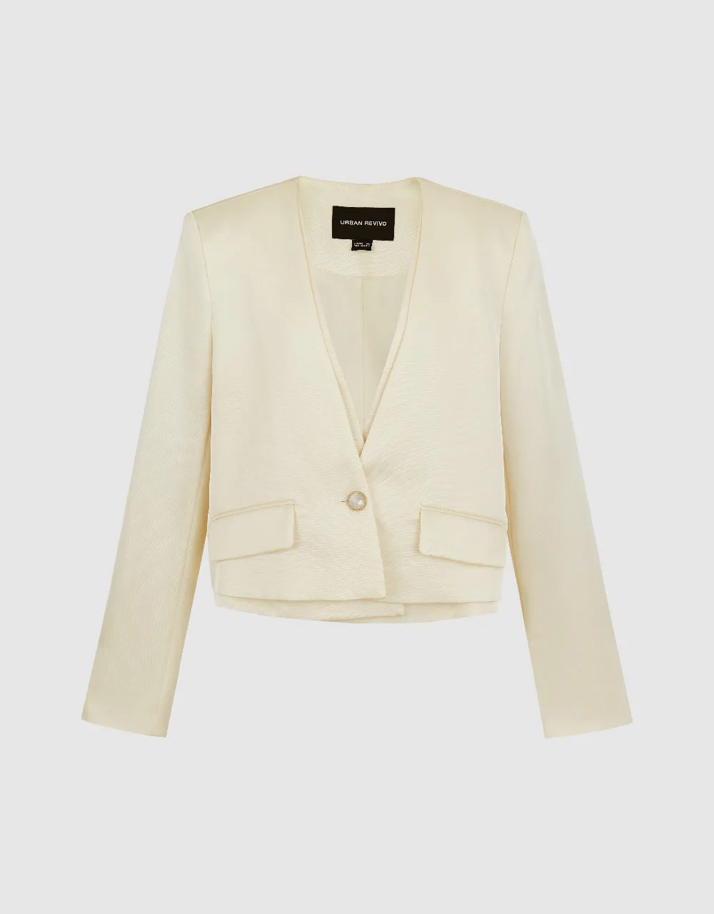 Cropped V-Neck Blazer Jacket sold by Urban Revivo