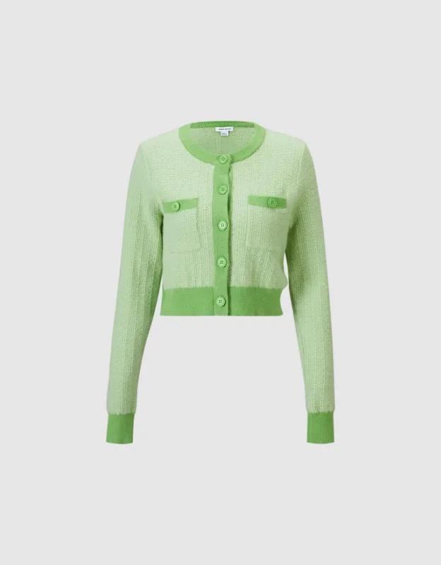 Contrast Trim Cropped Cardigan sold by Urban Revivo