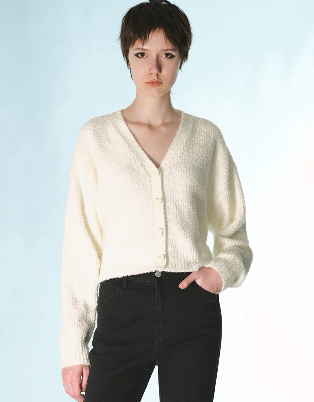 V-Neck Knitted Cardigan sold by Urban Revivo