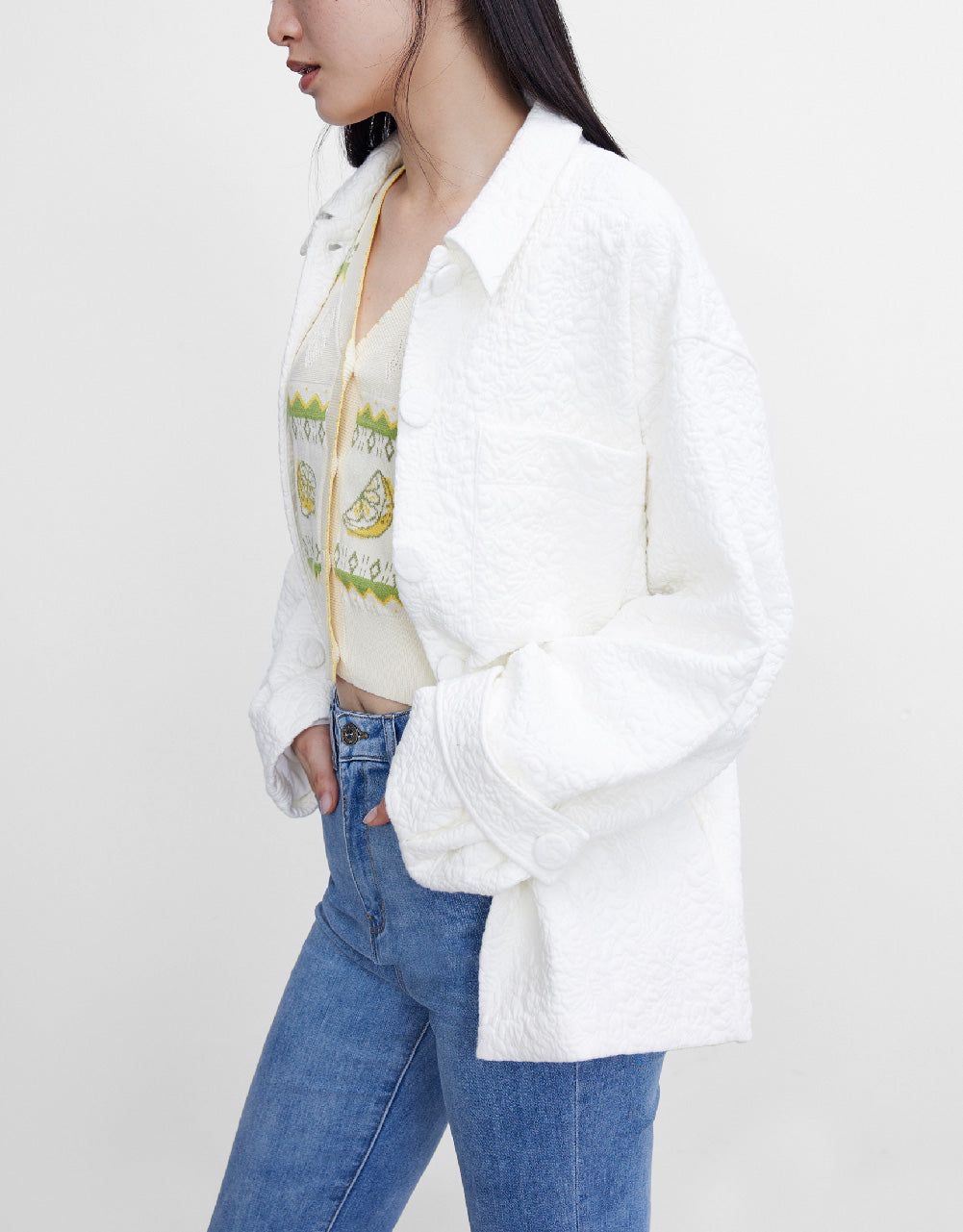 Textured Drop Shoulder Patched Pocket Jacket sold by Urban Revivo product image thumbnail 3